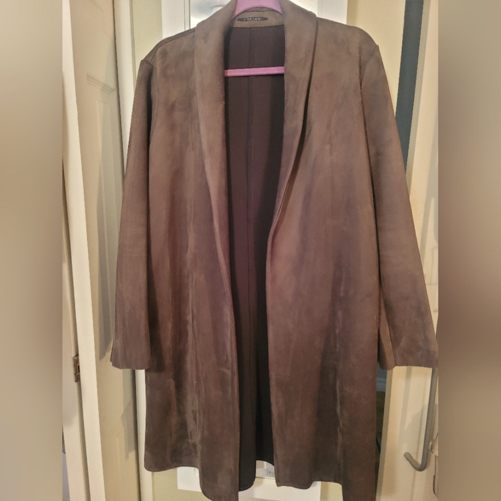 T Tahari Faux Suede longline